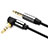 Cable Mini Jack de 3.5mm Adaptador Estereo Doble Macho Plano Audio A10 Negro