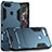 Carcasa Bumper Silicona y Plastico Mate con Soporte para Huawei P Smart Azul