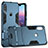 Carcasa Bumper Silicona y Plastico Mate con Soporte para Huawei P20 Lite Azul