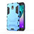 Carcasa Bumper Silicona y Plastico Mate con Soporte para Samsung Galaxy Amp Prime 3 Azul