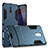Carcasa Bumper Silicona y Plastico Mate con Soporte para Samsung Galaxy C8 C710F Cian