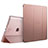 Carcasa de Cuero Cartera con Soporte L01 para Apple iPad 3 Oro Rosa