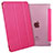 Carcasa de Cuero Cartera con Soporte L06 para Apple iPad Mini 2 Rosa Roja