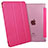 Carcasa de Cuero Cartera con Soporte L06 para Apple iPad Mini 3 Rosa Roja