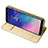Carcasa de Cuero Cartera con Soporte para Samsung Galaxy A6 Plus Oro