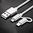 Cargador Cable Lightning USB Carga y Datos Android Micro USB C01 para Apple iPad Air 2 Plata