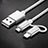Cargador Cable Lightning USB Carga y Datos Android Micro USB C01 para Apple iPhone 11 Plata