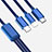 Cargador Cable Lightning USB Carga y Datos Android Micro USB Type-C ML02 Azul