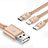 Cargador Cable Lightning USB Carga y Datos Android Micro USB Type-C ML03 Oro