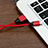 Cargador Cable USB Carga y Datos D03 para Apple iPhone 14 Rojo