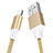 Cargador Cable USB Carga y Datos D04 para Apple iPad 4 Oro