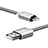 Cargador Cable USB Carga y Datos L07 para Apple iPhone 13 Pro Plata