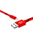 Cargador Cable USB Carga y Datos L10 para Apple iPhone 11 Pro Max Rojo