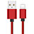 Cargador Cable USB Carga y Datos L11 para Apple iPod Touch 5 Rojo