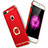 Funda Bumper Lujo Marco de Metal y Plastico Carcasa con Anillo de dedo Soporte y Lanyard A01 para Apple iPhone 8 Plus Rojo