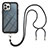 Funda Bumper Silicona y Plastico Carcasa Frontal y Trasera 360 Grados con Acollador Cordon Lanyard para Apple iPhone 13 Pro