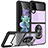 Funda Bumper Silicona y Plastico Mate Carcasa con Magnetico Anillo de dedo Soporte MQ2 para Samsung Galaxy Z Flip3 5G