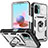 Funda Bumper Silicona y Plastico Mate Carcasa con Magnetico Anillo de dedo Soporte MQ5 para Xiaomi Redmi Note 10 4G