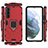 Funda Bumper Silicona y Plastico Mate Carcasa con Magnetico Anillo de dedo Soporte para Samsung Galaxy S21 5G
