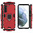 Funda Bumper Silicona y Plastico Mate Carcasa con Magnetico Anillo de dedo Soporte para Samsung Galaxy S22 5G