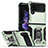 Funda Bumper Silicona y Plastico Mate Carcasa con Magnetico Anillo de dedo Soporte QW1 para Samsung Galaxy Z Flip3 5G