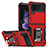 Funda Bumper Silicona y Plastico Mate Carcasa con Magnetico Anillo de dedo Soporte QW1 para Samsung Galaxy Z Flip4 5G