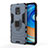 Funda Bumper Silicona y Plastico Mate Carcasa con Magnetico Anillo de dedo Soporte R01 para Xiaomi Redmi Note 9 Pro Max