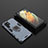 Funda Bumper Silicona y Plastico Mate Carcasa con Magnetico Anillo de dedo Soporte S01 para Samsung Galaxy S21 Ultra 5G