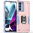 Funda Bumper Silicona y Plastico Mate Carcasa con Magnetico Anillo de dedo Soporte S02 para Motorola Moto Edge S30 5G