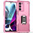 Funda Bumper Silicona y Plastico Mate Carcasa con Magnetico Anillo de dedo Soporte S02 para Motorola Moto Edge S30 5G