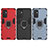 Funda Bumper Silicona y Plastico Mate Carcasa con Magnetico Anillo de dedo Soporte S02 para Samsung Galaxy Quantum2 5G