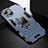 Funda Bumper Silicona y Plastico Mate Carcasa con Magnetico Anillo de dedo Soporte S03 para Apple iPhone 13 Mini