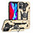 Funda Bumper Silicona y Plastico Mate Carcasa con Magnetico Anillo de dedo Soporte S07 para Apple iPhone 12 Mini