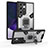 Funda Bumper Silicona y Plastico Mate Carcasa con Magnetico Anillo de dedo Soporte S07 para Samsung Galaxy S22 Ultra 5G