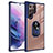 Funda Bumper Silicona y Plastico Mate Carcasa con Magnetico Anillo de dedo Soporte S09 para Samsung Galaxy S21 Ultra 5G