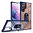 Funda Bumper Silicona y Plastico Mate Carcasa con Magnetico Anillo de dedo Soporte T01 para Samsung Galaxy S23 Ultra 5G
