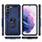 Funda Bumper Silicona y Plastico Mate Carcasa con Magnetico Anillo de dedo Soporte T02 para Samsung Galaxy S21 Plus 5G