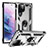 Funda Bumper Silicona y Plastico Mate Carcasa con Magnetico Anillo de dedo Soporte T03 para Samsung Galaxy S21 Ultra 5G