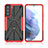 Funda Bumper Silicona y Plastico Mate Carcasa con Magnetico Anillo de dedo Soporte T09 para Samsung Galaxy S22 5G