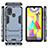 Funda Bumper Silicona y Plastico Mate Carcasa con Soporte KC1 para Samsung Galaxy M21s