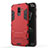 Funda Bumper Silicona y Plastico Mate con Soporte para Samsung Galaxy A9 Star Lite Rojo