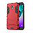 Funda Bumper Silicona y Plastico Mate con Soporte para Samsung Galaxy Amp Prime 3 Rojo