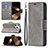 Funda de Cuero Cartera con Soporte Carcasa L01 para Apple iPhone 14 Pro Max Gris Oscuro