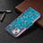 Funda de Cuero Cartera con Soporte Flores Carcasa L01 para Apple iPhone 14 Plus Cian