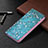 Funda de Cuero Cartera con Soporte Flores Carcasa para Apple iPhone 14 Plus Cian