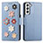 Funda de Cuero Cartera con Soporte Flores Carcasa S04D para Samsung Galaxy S22 5G