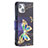 Funda de Cuero Cartera con Soporte Mariposa Carcasa L07 para Apple iPhone 13 Mini Multicolor