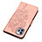 Funda de Cuero Cartera con Soporte Mariposa Carcasa L10 para Apple iPhone 14 Pro Oro Rosa