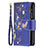 Funda de Cuero Cartera con Soporte Mariposa Carcasa para Apple iPhone 13 Pro Azul Real