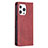 Funda de Cuero Cartera con Soporte Patron de Moda Carcasa L04 para Apple iPhone 14 Pro Rojo